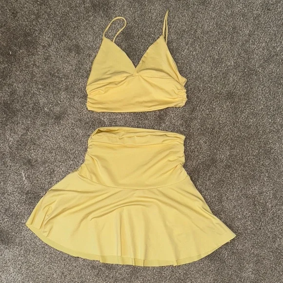 Yellow Women's Two Piece Skirt Set - Picture 3 of 5